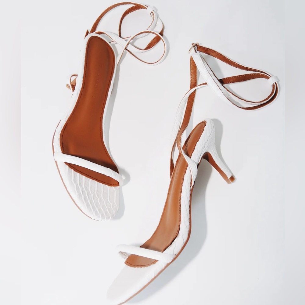 CULT OF COQUETTE TONIA WHITE REPTILE KITTEN HEEL SANDAL 60 MM